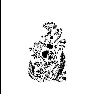 Silhueta preta de plantas variadas em fundo branco