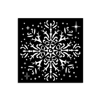 Stencil preto com padrão branco de floco de neve simétrico