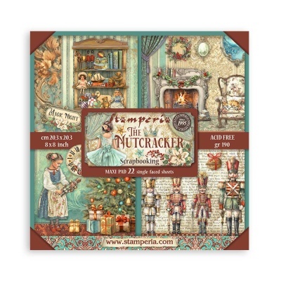 Conjunto de papel para scrapbooking Stamperia The Nutcracker com desenhos natalícios e soldados de chumbo