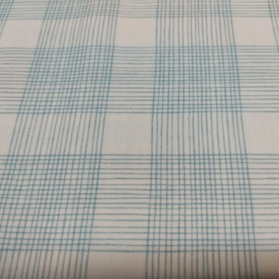 Tecido xadrez azul e branco com linhas finas