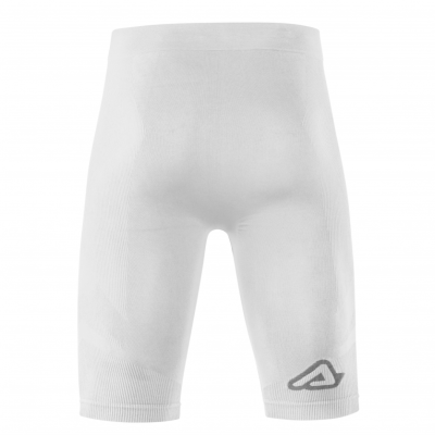 Calções desportivos brancos com marca cinza