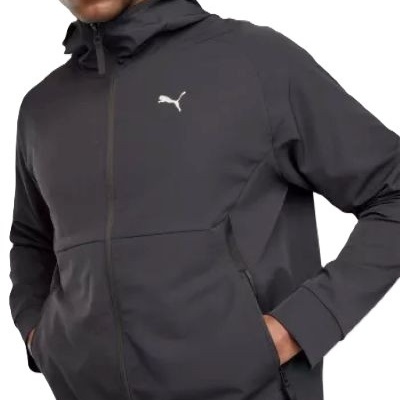 Casaco preto com capuz Puma e fecho zip em modelo masculino