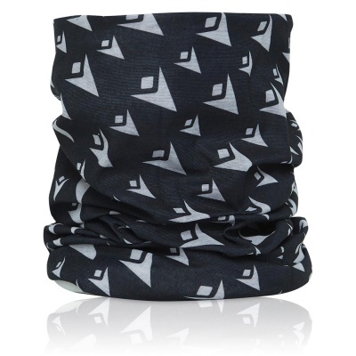 Lenço tubular preto e cinza com padrão geométrico