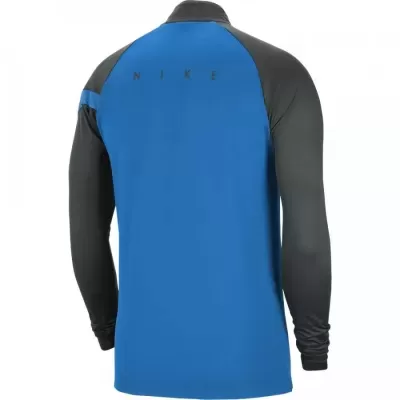 Camisola desportiva azul com mangas cinza escuro e logotipo Nike preto nas costas