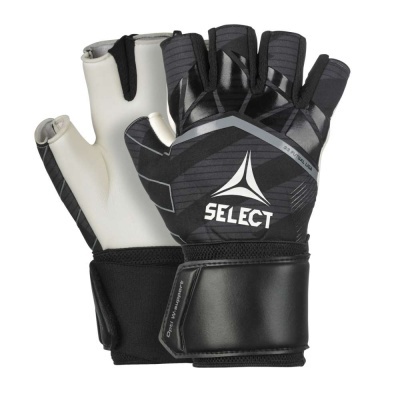 Luvas de desporto SELECT pretas e brancas com dedos cortados e fecho em velcro