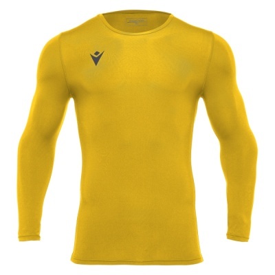 Camisola desportiva amarelo vivo de manga comprida com logótipo preto