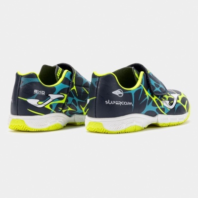 Par de sapatilhas desportivas Joma Supercopa azul escuro com detalhes amarelo neon e azul claro