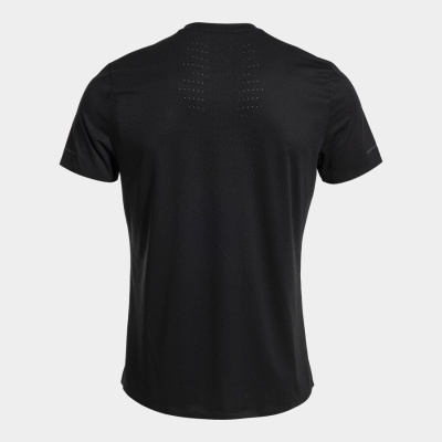 Camiseta desportiva preta de manga curta vista de costas