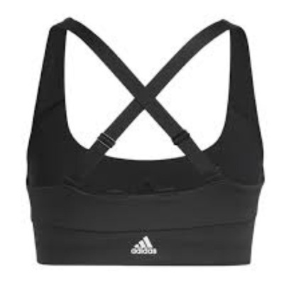 Top desportivo preto com alças cruzadas e logótipo Adidas branco