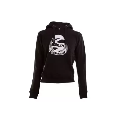 Sweatshirt preta com estampa branca e capuz