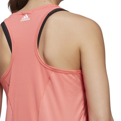 Top desportivo rosa salmão com logotipo ADIDAS na parte traseira