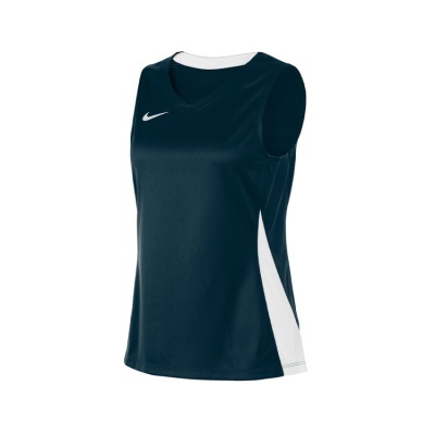 Camisola desportiva azul escuro com detalhes brancos e logo Nike