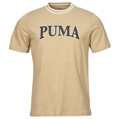 T-shirt bege PUMA com logótipo preto e gola redonda com linha branca