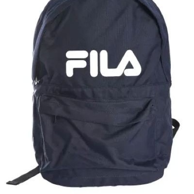 Mochila azul escura com logo branco FILA