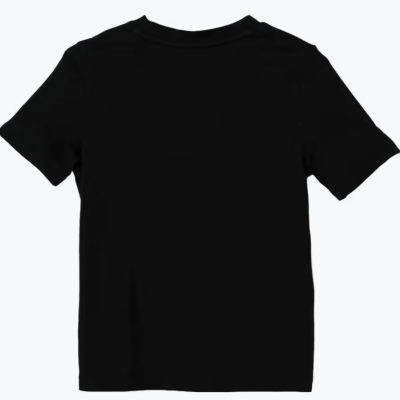 Camiseta preta de manga curta vista de costas