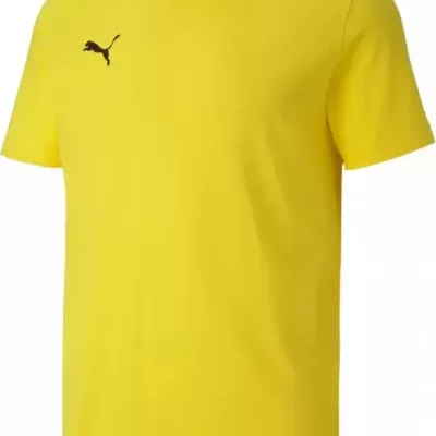 T-shirt amarela com logótipo PUMA preto no peito esquerdo