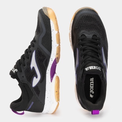 Sapatilhas desportivas Joma preto e roxo vistas lateral e superior