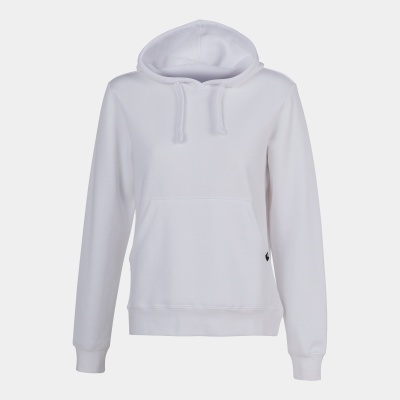 Sweatshirt branca com capuz e bolso canguru
