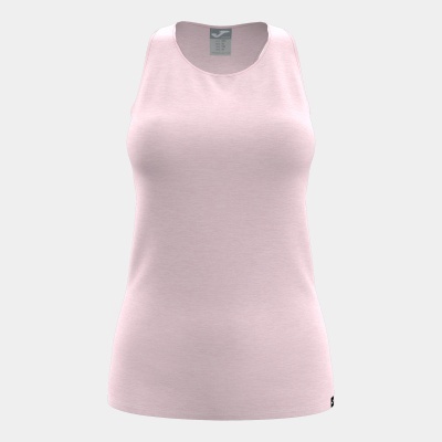 Camisola de alças rosa clara com gola redonda e tecido liso