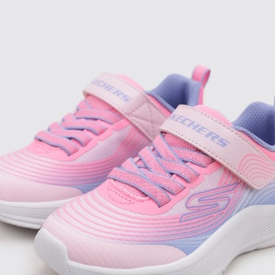 Sapatilhas rosa e lilás para criança com fecho de velcro Skechers