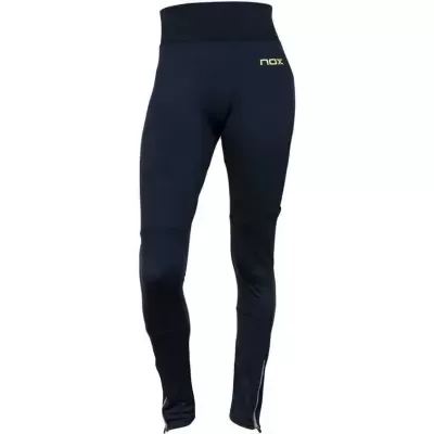 Calças justas desportivas pretas com logótipo amarelo npx