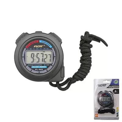 Cronómetro digital Flott preto com cordão e embalagem