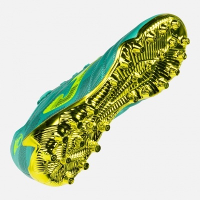 Ténis desportivo turquesa com sola dourada e cravos