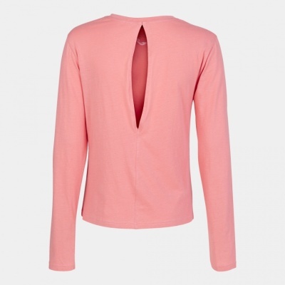 Camisola rosa de manga comprida com abertura nas costas