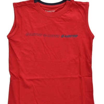 Camisola de alças vermelha da marca Lotto com logótipo azul.