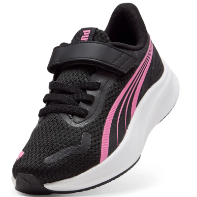 Ténis desportivos PUMA preto com detalhes rosa e sola branca