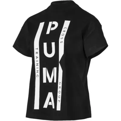 T-shirt preta com estampa branca vertical PUMA TRAINING CROSS GROUP