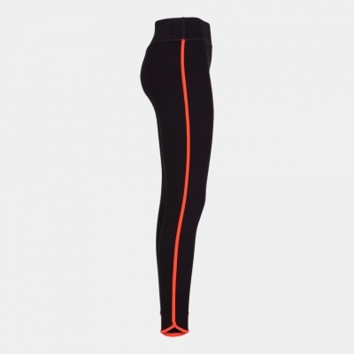 Leggings pretas com linha lateral vermelha, vista lateral