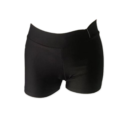 Calções pretos curtos com cintura larga