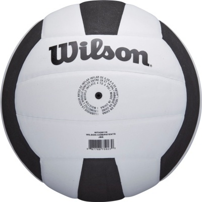 Bola de voleibol Wilson branco e preto com logótipo e código de barras