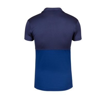 Polo masculino bicolor azul visto de trás