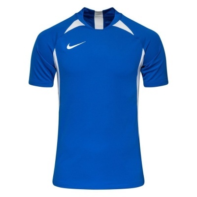 Camisola azul de manga curta com logo Nike branco no peito