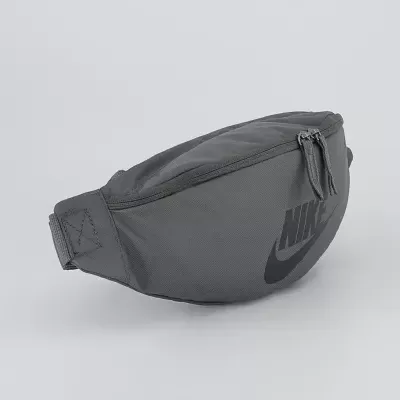 Bolsa tipo pochete NIKE cinzenta com fecho e logótipo preto