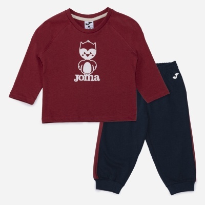 Conjunto infantil Joma com camisola bordeaux e calças azul escuro