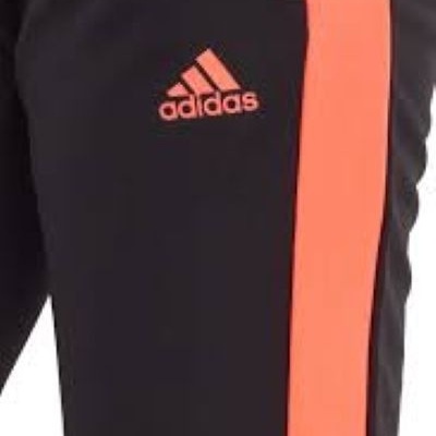 Calças pretas com listra laranja e logótipo adidas laranja