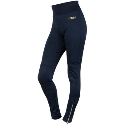 Calças desportivas pretas com fecho e logótipo nox amarelo