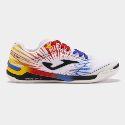 Ténis desportivo colorido Joma com padrão em branco, vermelho, azul, amarelo e preto