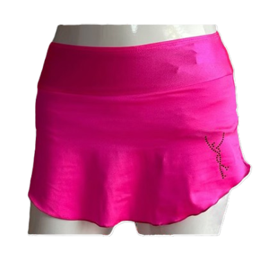 Saia rosa curta brilhante com laço de pedrarias