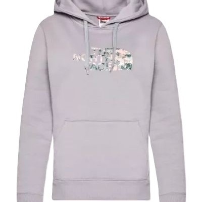 Sweatshirt cinza claro com capuz e logótipo floral The North Face