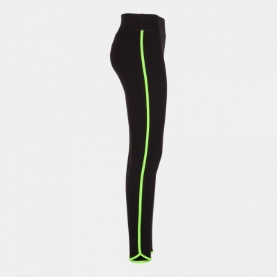 Leggings pretas com risca verde fluorescente nas laterais
