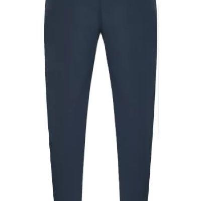 Calças desportivas azuis escuras com cós largo e bainha justa