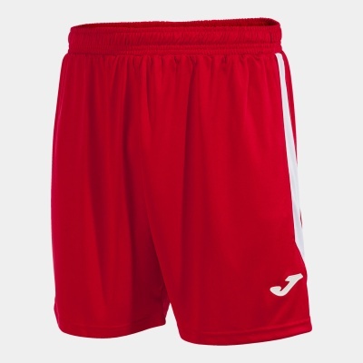 Calções de desporto vermelhos com detalhe branco e logótipo Joma