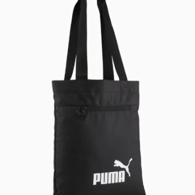 Mala de ombro preta PUMA com bolso frontal e logótipo branco