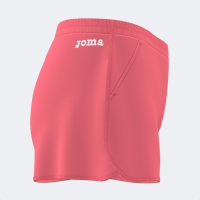 Calções desportivos rosa com bolso lateral e logotipo Joma