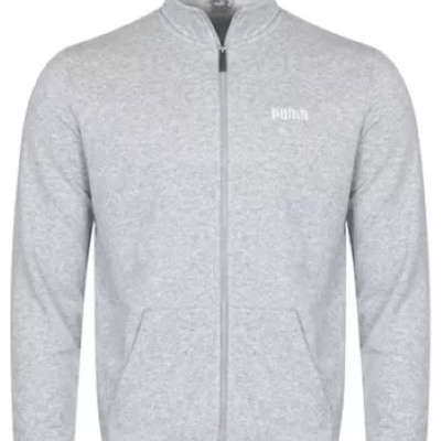 Casaco cinza claro com fecho e logótipo PUMA branco