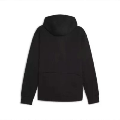 Camisola preta com capuz e bolso canguru vista por trás